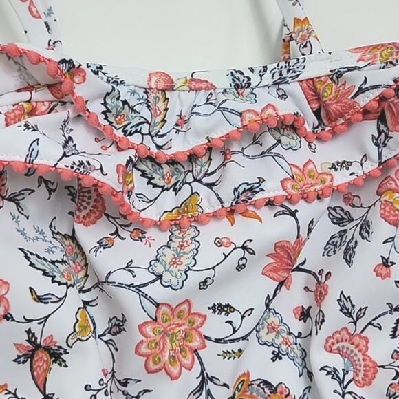 Janie and Jack Ruffled Floral Print White and Pink One Piece‎ Swimsuit Baby 3-6M - Picture 3 of 10